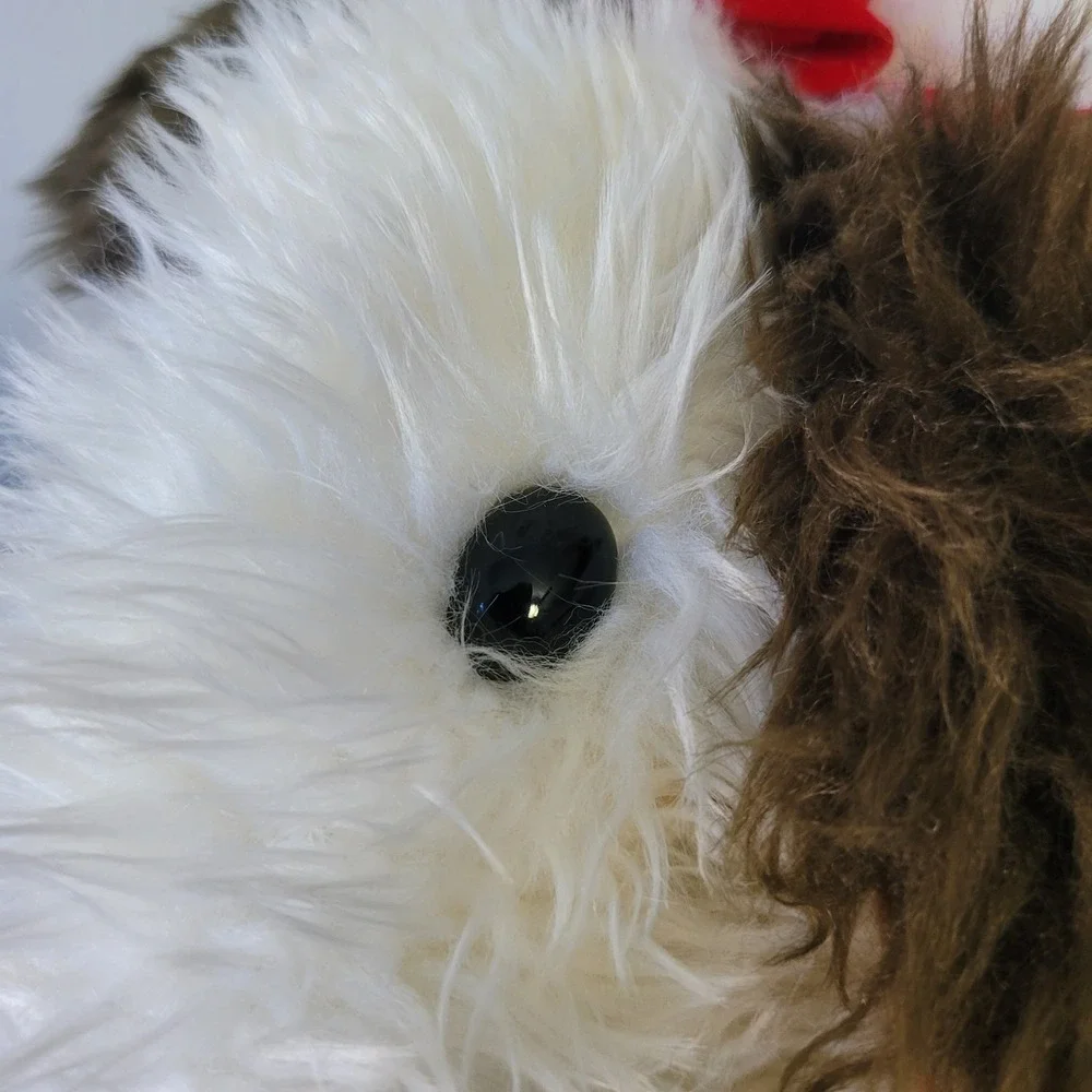 Vintage 1997 Build A Bear Shaggy White Brown Dog Floppy Ear Plush 17
